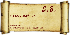 Simon Béke névjegykártya